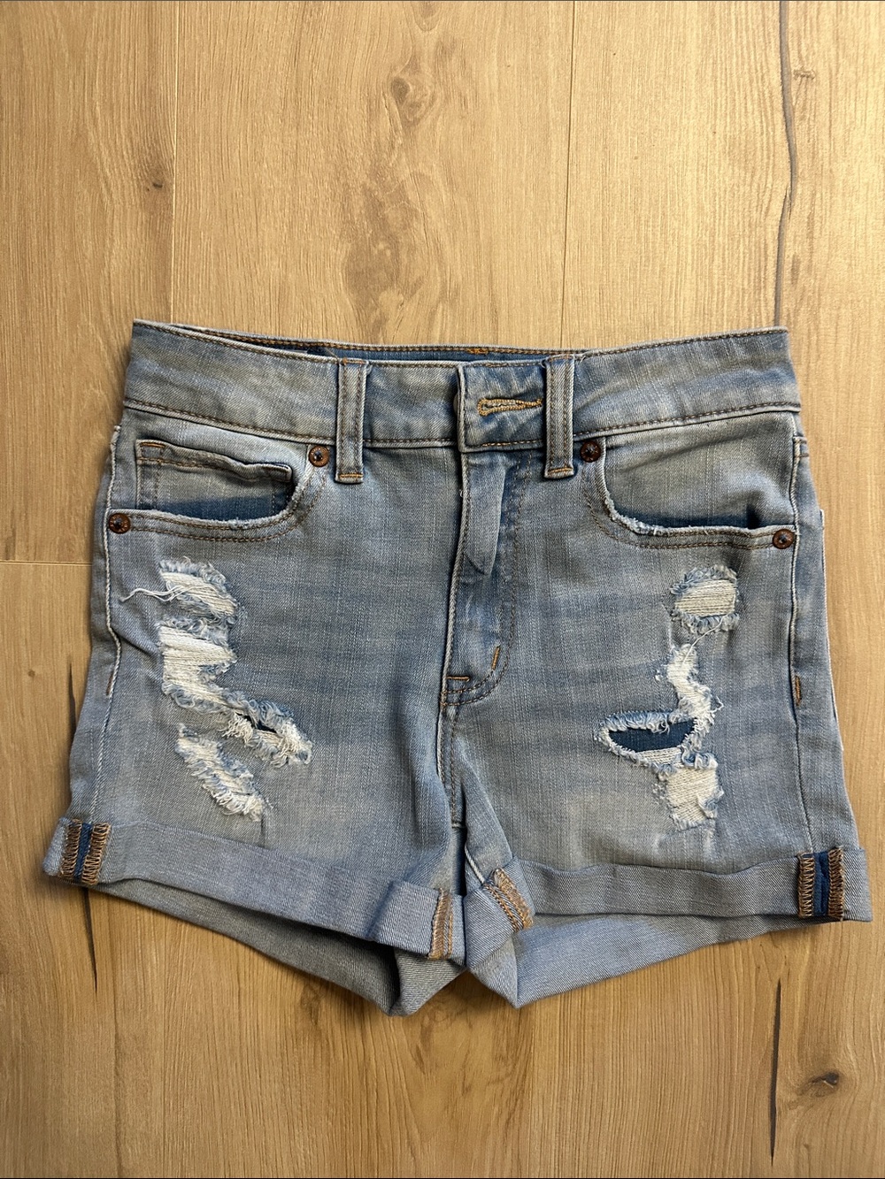 Aeropostale Light Blue Distressed Denim Shorts